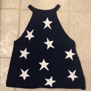 Navy blue star tank top